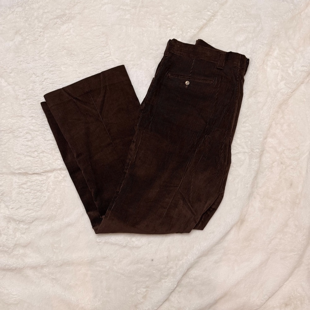 Vintage 1970s Brown Corduroy Pants Straight Leg Scovill Zipper Size 34x30 - Picture 6 of 14